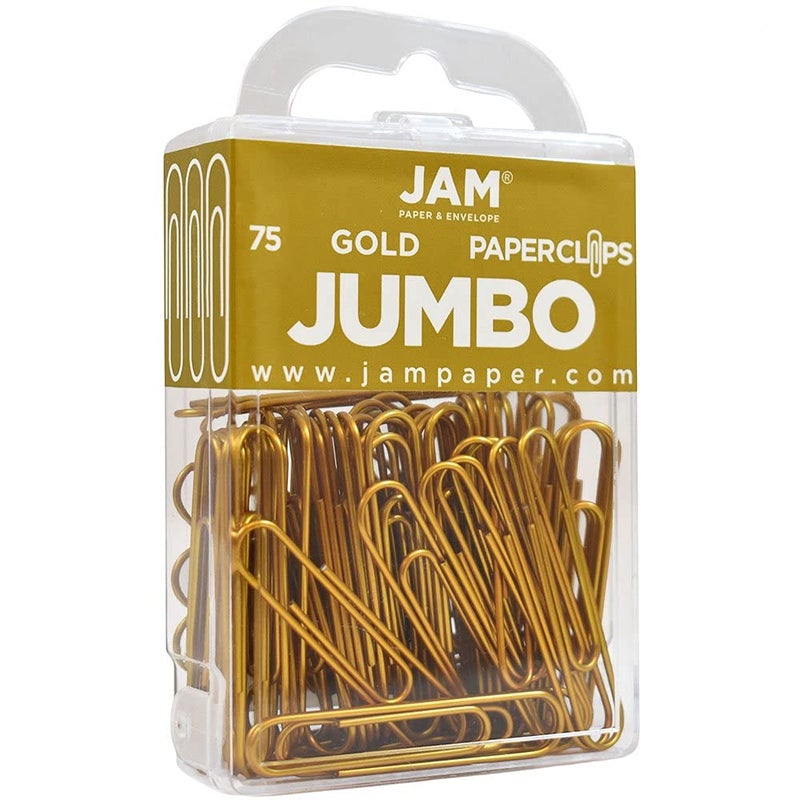 JAM Paper Colored Jumbo Paper Clips - Gold Paperclips - 75/pack - Image 2